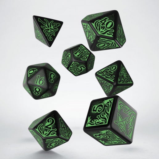 Call of Cthulhu 7th Edition Black & Green Dice Set (7)