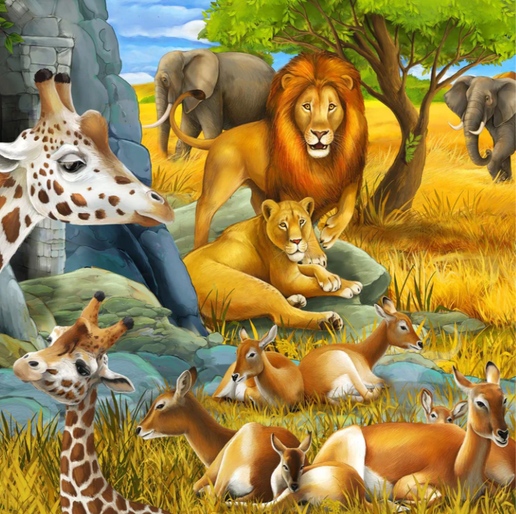 121pc - Safari Animals (Square)