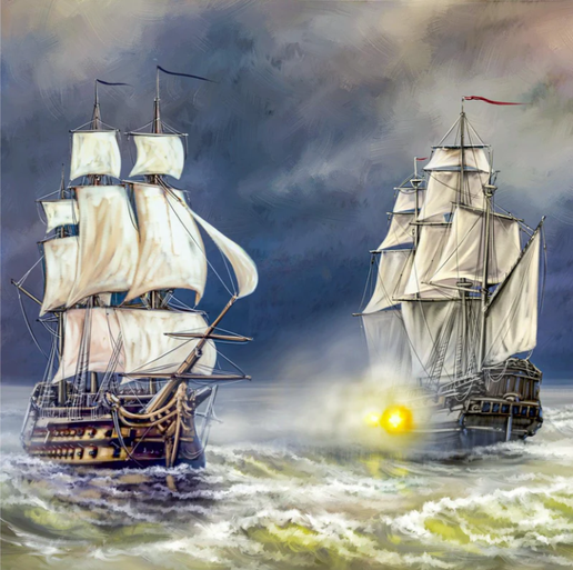 121pc - Battleships at Sea (Square)